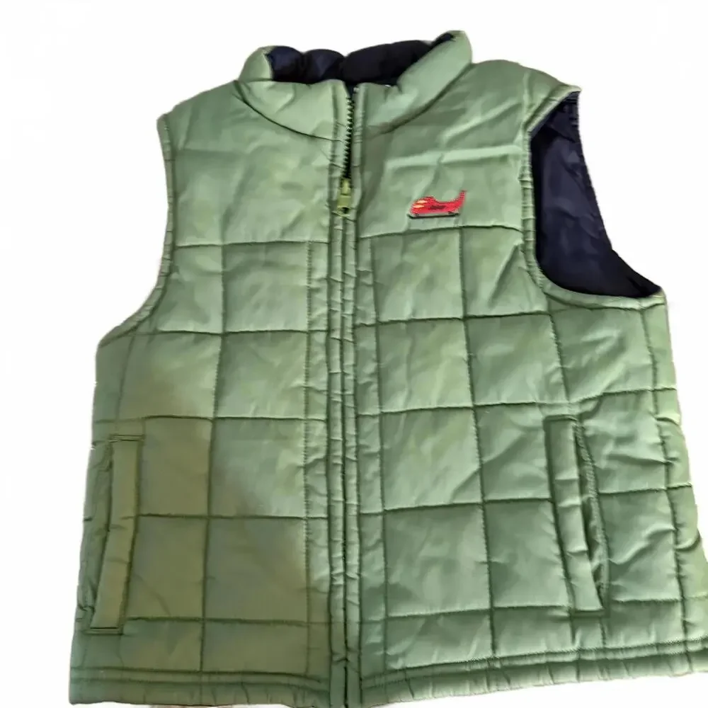 GYMBOREE Olive Green with Helicopter logo Puffer Vest. Poly‎ fill Size 4T